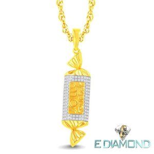 Clearance 10 Karat Solid Gold, 0.36 Carat Natural Diamond Jolly Rancher Pendant